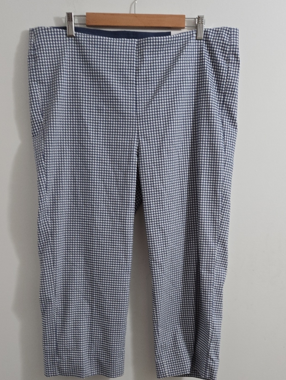 Chico's Navy and White Gingham Chinos